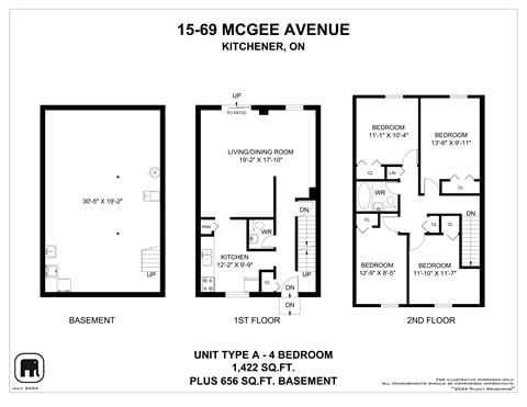 Floor plan for 4 beds, 1.5 baths